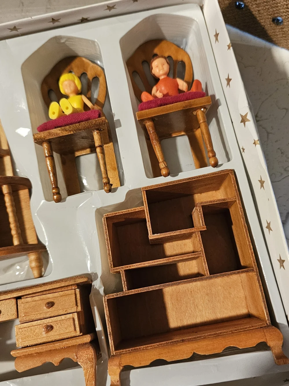 Handcrafted Miniature Wooden Furniture Set in Light Brown